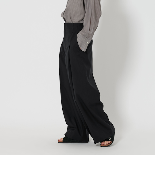 ハイウエスト タック ワイドパンツ