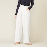 ＜conte＞ラップ チノ テーパードワイドパンツ