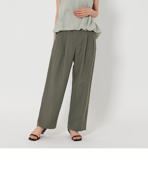 ポリエステルブレンド バックゴム タックワイドパンツ