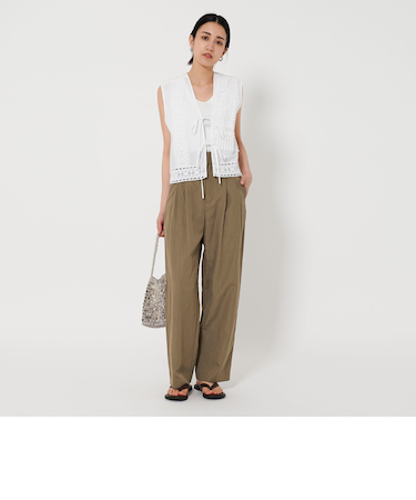 ポリエステルブレンド バックゴム タックワイドパンツ