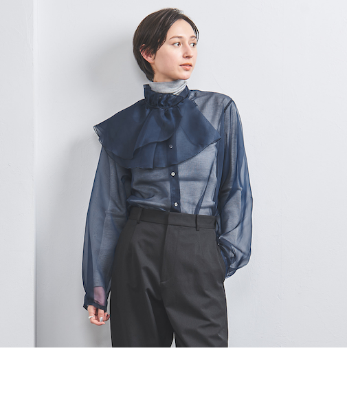 ラッフルカラー 2WAY ブラウス