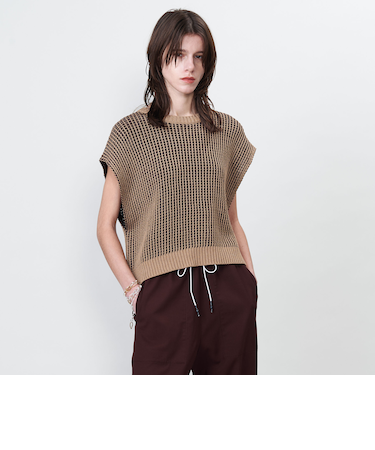 <ASTRAET>5G クルーネック ノースリーブニット