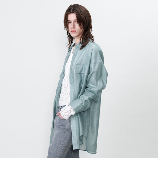 ＜ASTRAET＞フラップポケット シアー レギュラーカラーシャツ