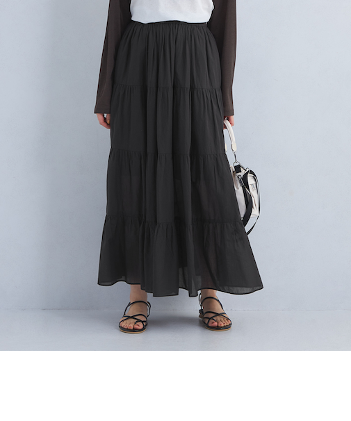 ボイル ティアード ロング スカート