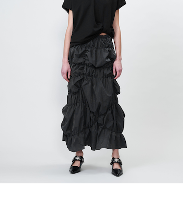 ＜ASTRAET＞タフタ シャーリング ロングスカート