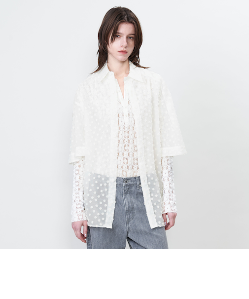 ＜ASTRAET＞ドット ジャガード ショートスリーブシャツ