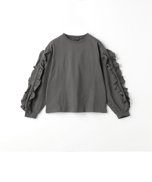 フリル付き黒長袖Tシャツ 袖フリル ロングスリーブ Tシャツ / キッズ 140cm-160cm｜ユナイテッド