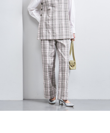 チェック ワイドパンツ