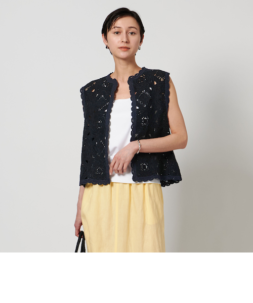 一時変更◾️ユナイテッドアローズ⭐️レース風パッチワークジレ　送料込 一時変更◾️ユナイテッドアローズ⭐️レース風パッチワークジレ 送料