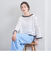 クロッシー エンブロイダリー ニットプルオーバー