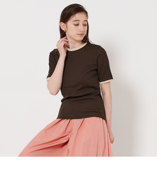 リブ バイカラーパイピング Tシャツ