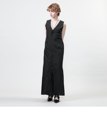 <ASTRAET> フロントジップ Vネック ノースリーブワンピース