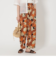 アート フラワー プリント パンツ