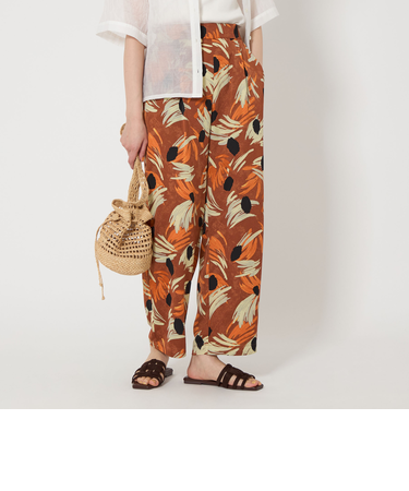 アート フラワー プリント パンツ