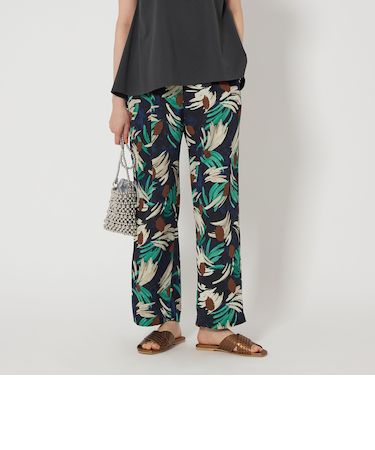 アート フラワー プリント パンツ