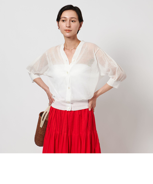 シアー Vネック カーディガン 5SL