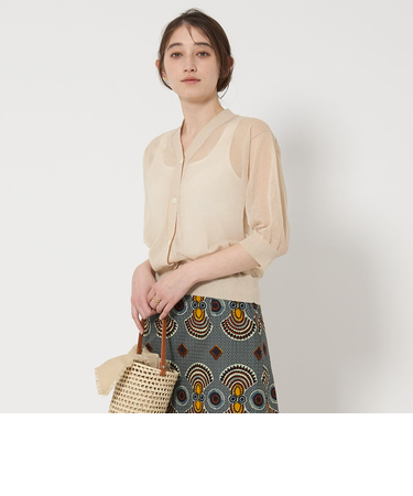 シアー Vネック カーディガン 5SL