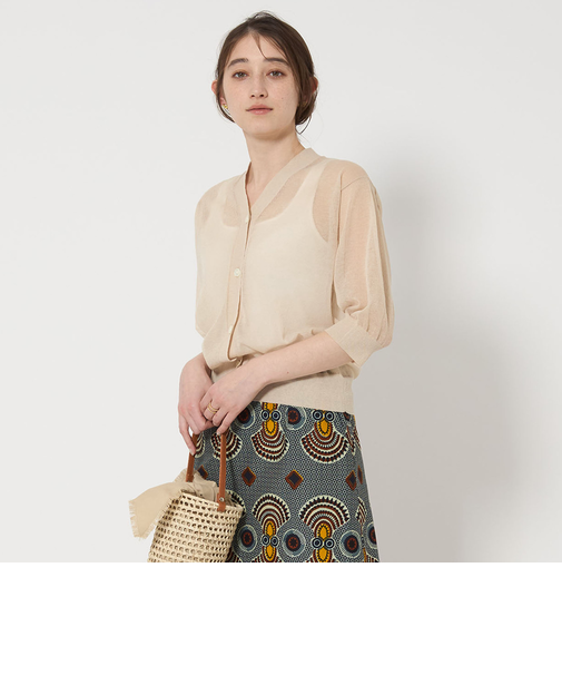 シアー Vネック カーディガン 5SL