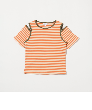 ボーダー 肩スリット Tシャツ / キッズ  140cm-160cm