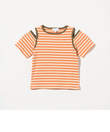 ボーダー 肩スリット Tシャツ / キッズ  100cm-130cm