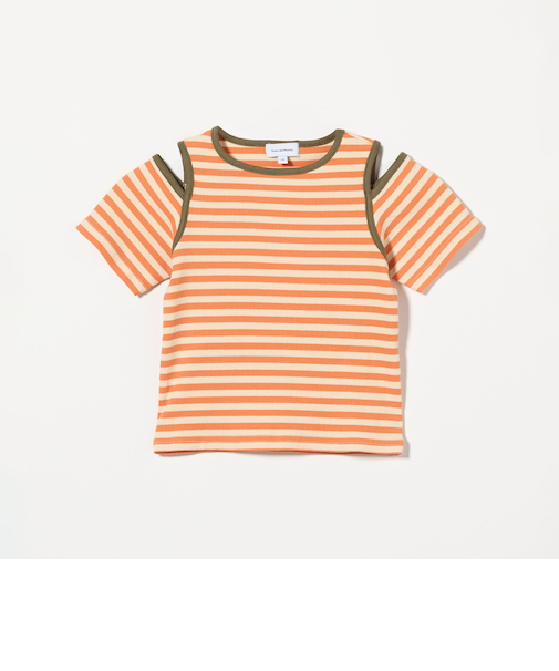 ボーダー 肩スリット Tシャツ / キッズ  100cm-130cm