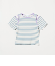 ボーダー 肩スリット Tシャツ / キッズ  100cm-130cm