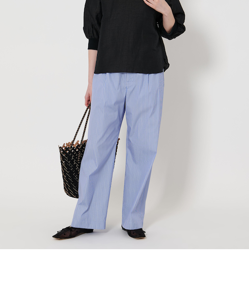 ストライプ タック イージーパンツ