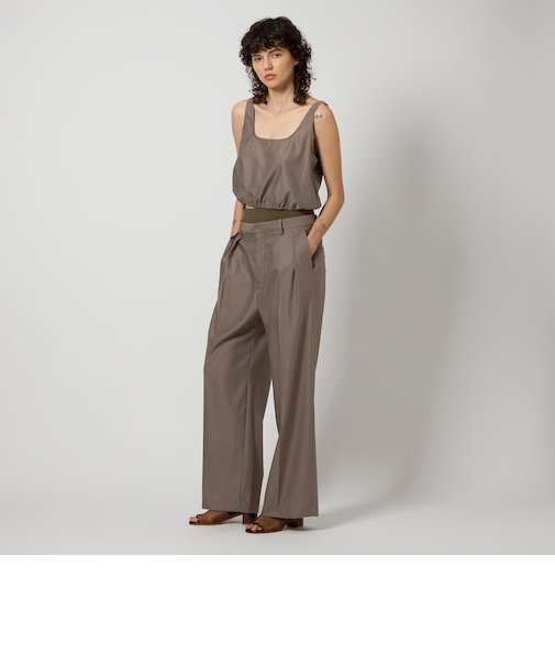 <6(ROKU)>ギャバジン リブ パンツ