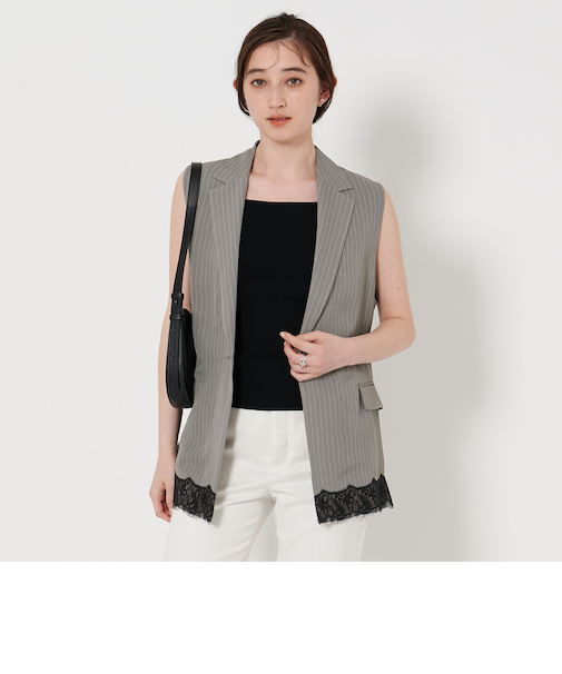 ストライプ レース ベスト