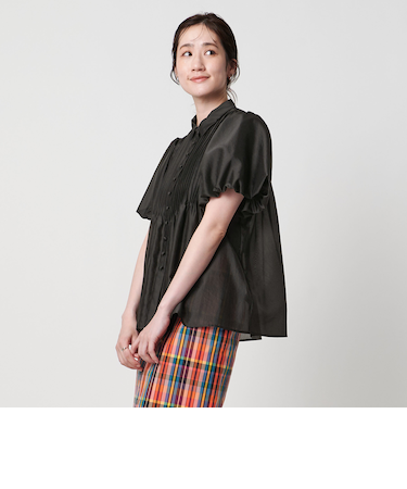 シルキーピンタック ショートスリーブ ブラウス