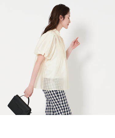 シルキーピンタック ショートスリーブ ブラウス