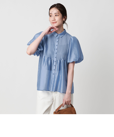 シルキーピンタック ショートスリーブ ブラウス