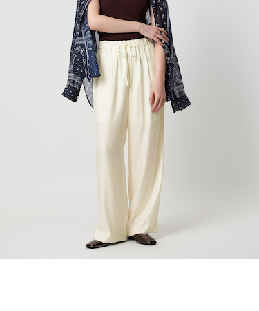 シャンブレー ドロスト イージーパンツ ホワイト