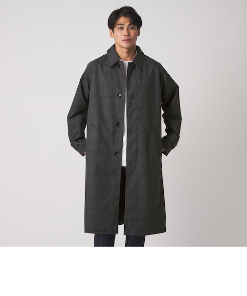 チェック ルーズ バルカラーコート<A DAY IN THE LIFE>