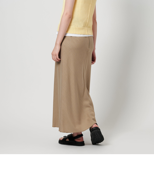 麻ブレンド バイアス マキシスカート