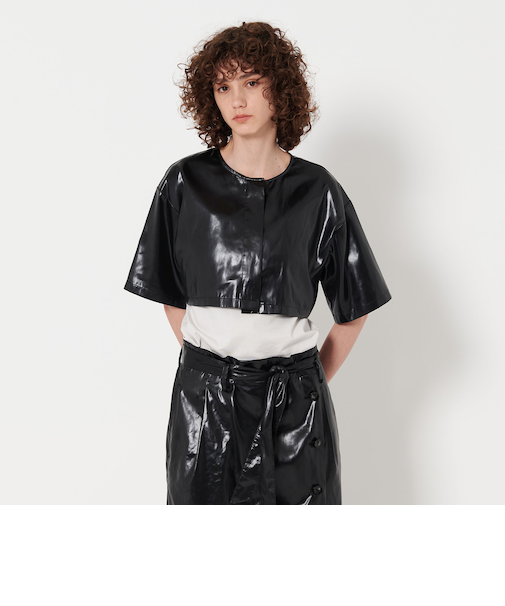 ＜6(ROKU)＞ポリエステル サテン クロップドトップス