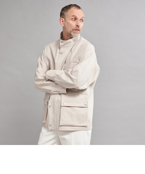 ＜SOVEREIGN＞ リネン スタンドカラー ブルゾン