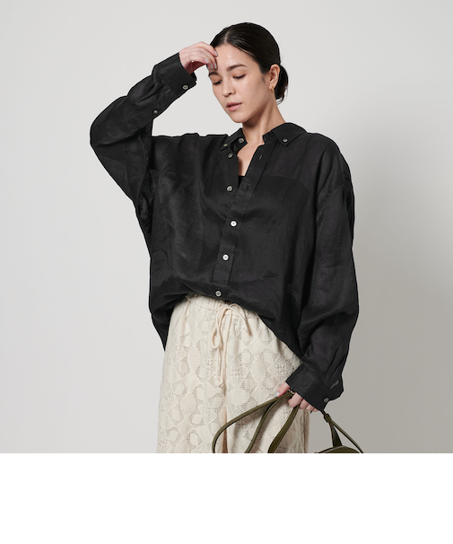 麻 ビッグ シャツ -ウォッシャブル-