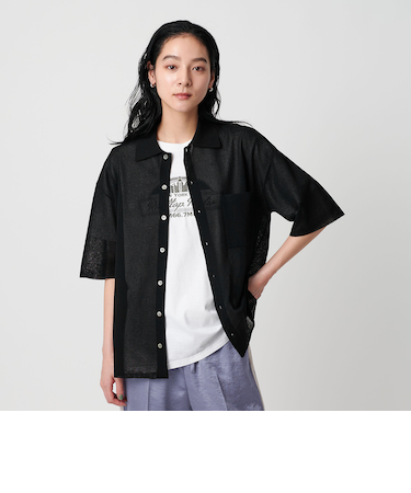 ミラノリブショートスリーブシャツカーディガン -ウォッシャブル-