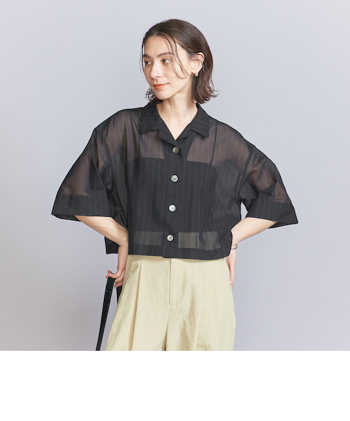 ポリエステルコットン シアーストライプ シャツ -ウォッシャブル-