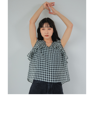 ＜EMMEL REFINES＞EM ギンガムチェック 2WAY ブラウス