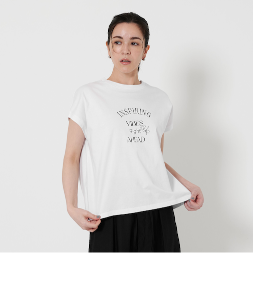 コットン ロゴプリント フレンチスリーブ Tシャツ