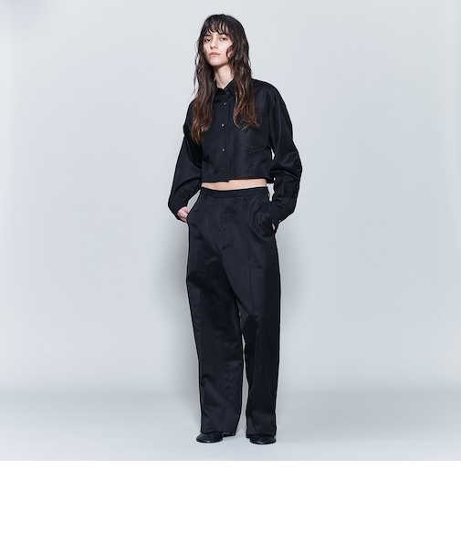 ＜6(ROKU)＞コットンキュプラ麻 サテン クロップド シャツ