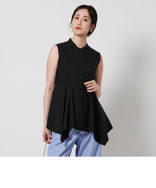 ペプラム ノースリーブ ブラウス