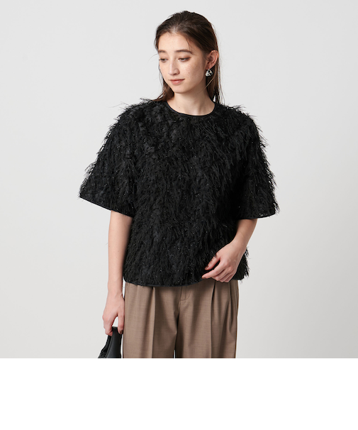 ヘアリー ラメ カットジャガード ブラウス