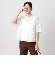 ヘアリー ラメ カットジャガード ブラウス