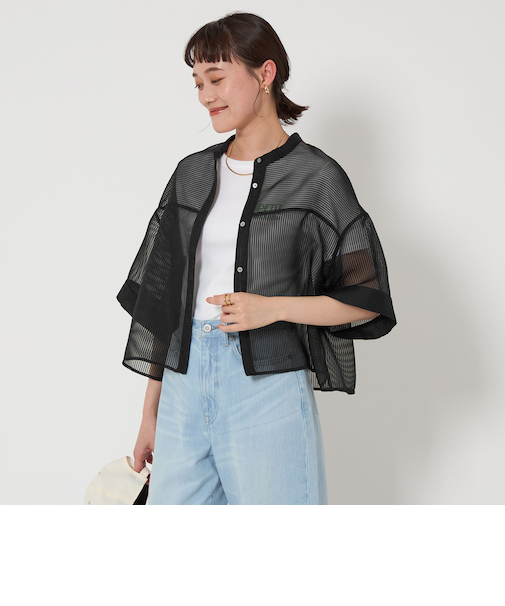 シアー コードレーン ハーフスリーブ シャツ