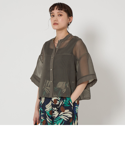 シアー コードレーン ハーフスリーブ シャツ