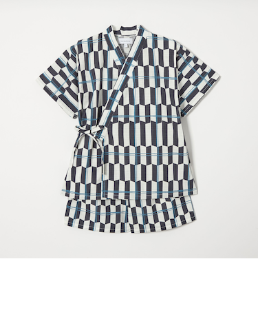 甚平 モダン幾何学 チェック/ キッズ