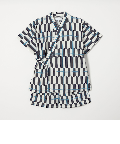 甚平 モダン幾何学 チェック/ キッズ